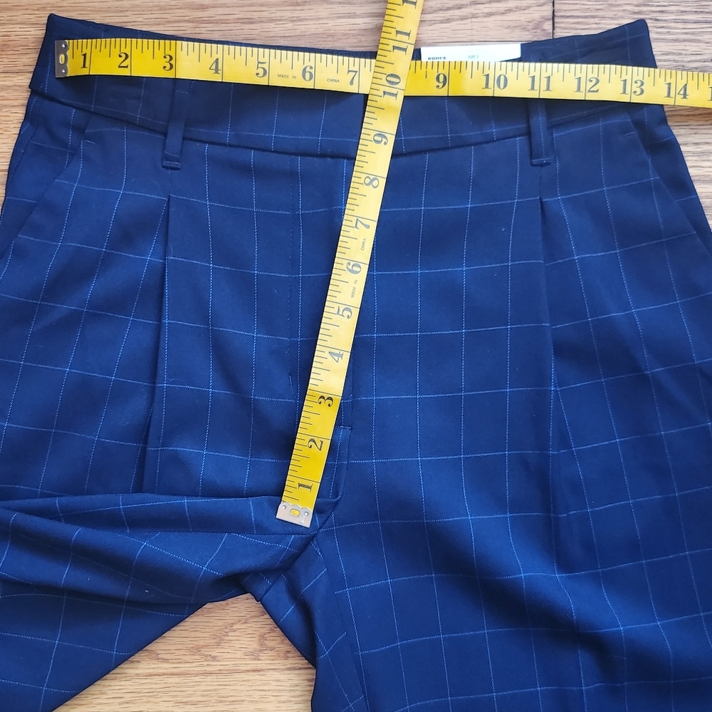 Nine West-Navy Checkered Pants Straight Leg High Rise Size 2 - Picture 11 of 15